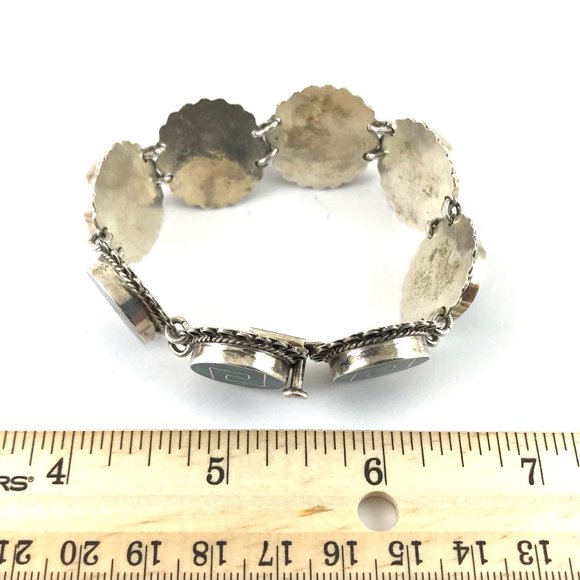 Vintage Mexico TO-68 Sterling Silver 925 Malachite Bracelet - Picture 3 of 3